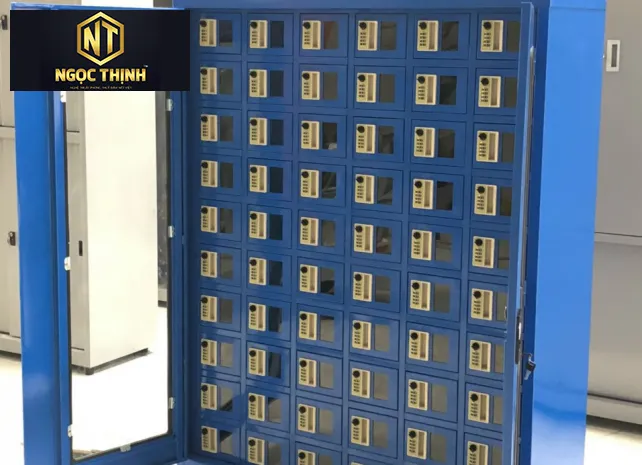 Tủ đựng điện thoại 60 ngăn,khóa mật mã cánh kính 2 lớp